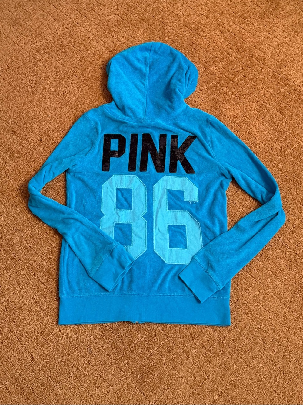Victoria’s Secret PINK blue 86 Zip Up Sweatshirt Women’s Size Small